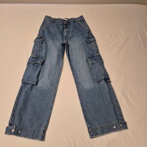 Oak and Fort Jeans With Snaps For Barrel Leg With Cargo Pockets size 28 Waist